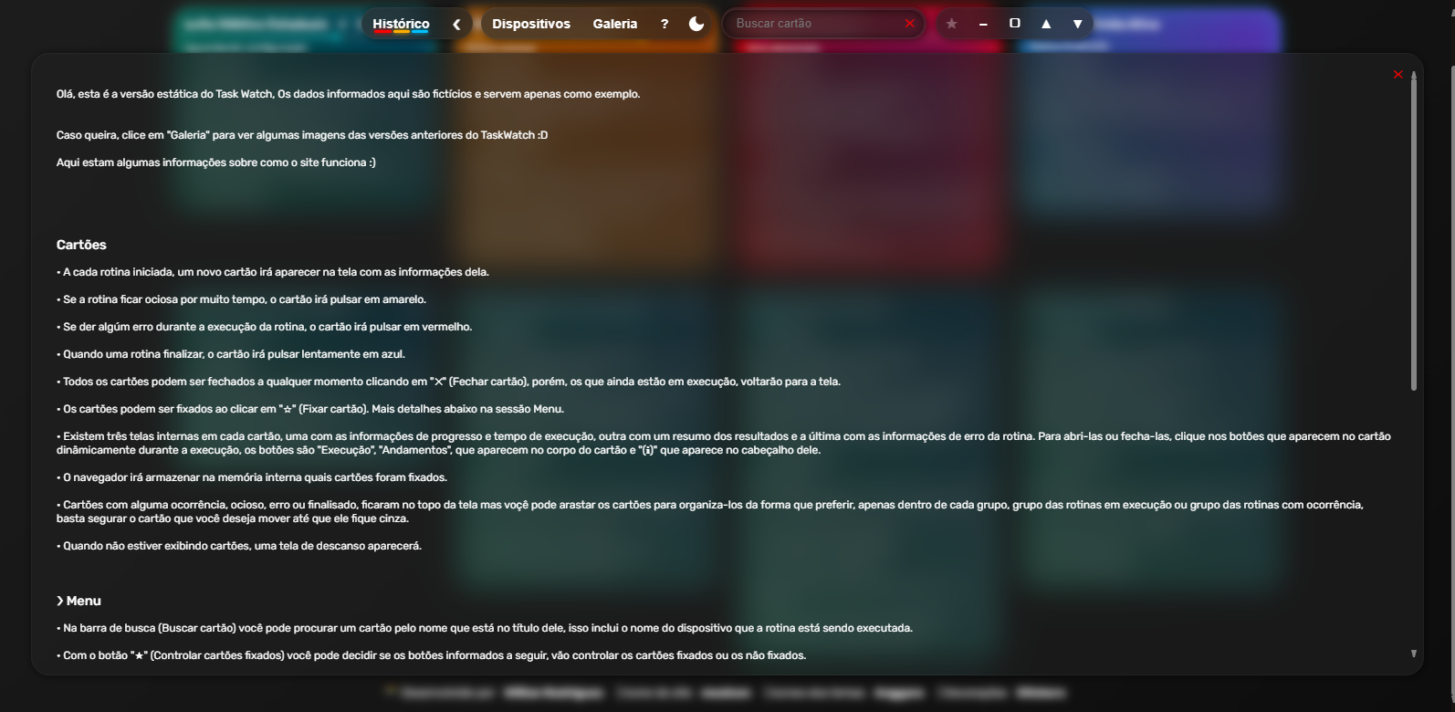 Tela de ajuda em 19 de Setembro de 2025